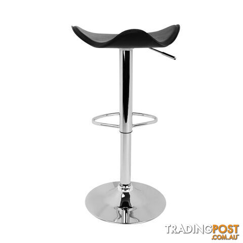 Set of 2 PVC Leather Kitchen Bar Stool Black