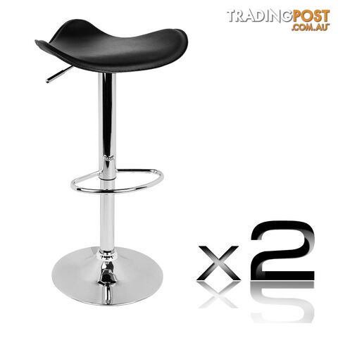 Set of 2 PVC Leather Kitchen Bar Stool Black