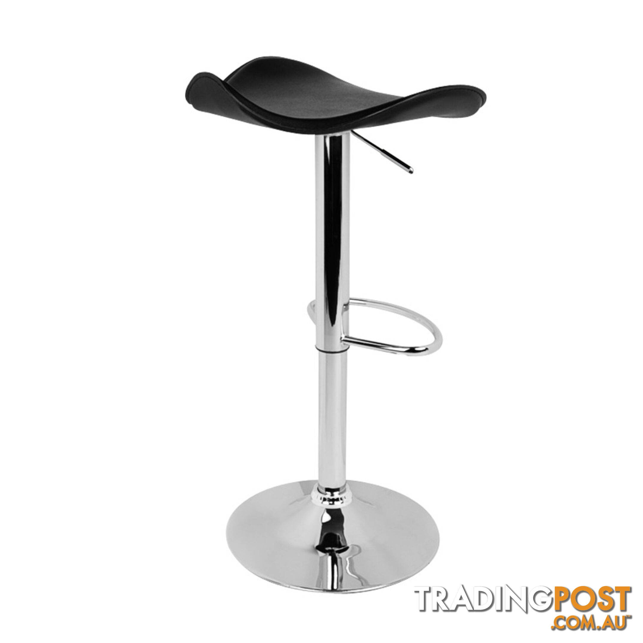 Set of 2 PVC Leather Kitchen Bar Stool Black