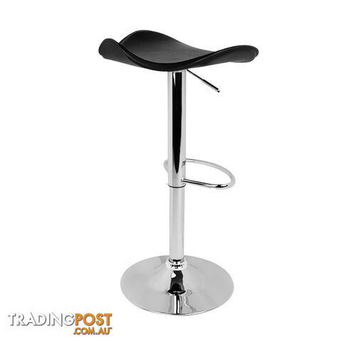 Set of 2 PVC Leather Kitchen Bar Stool Black