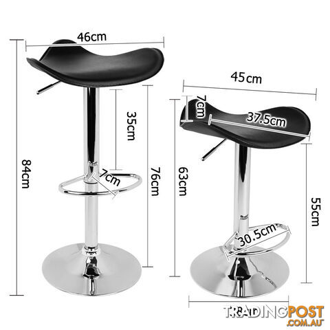 Set of 2 PVC Leather Kitchen Bar Stool Black