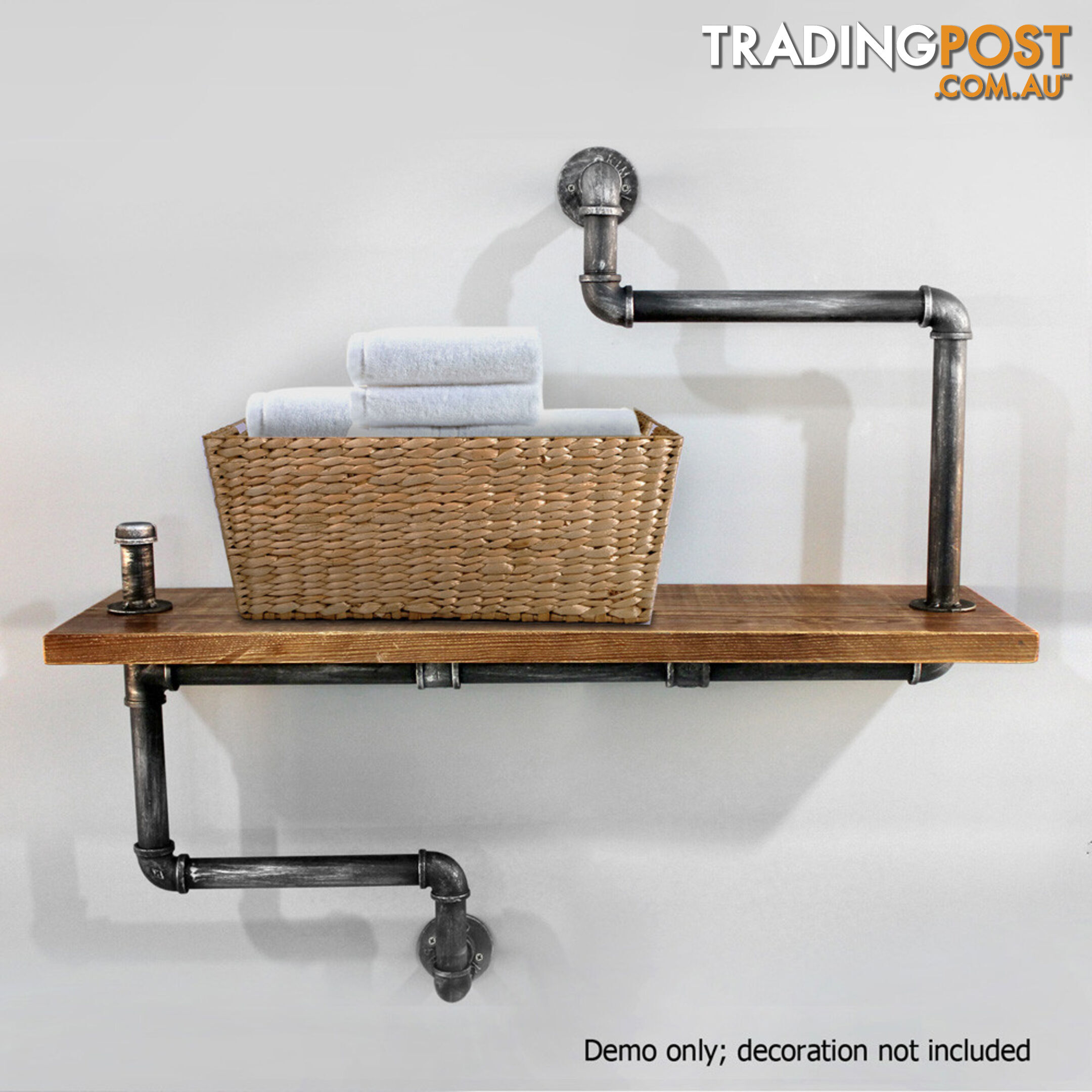 Rustic Industrial DIY Floating Pipe Shelf