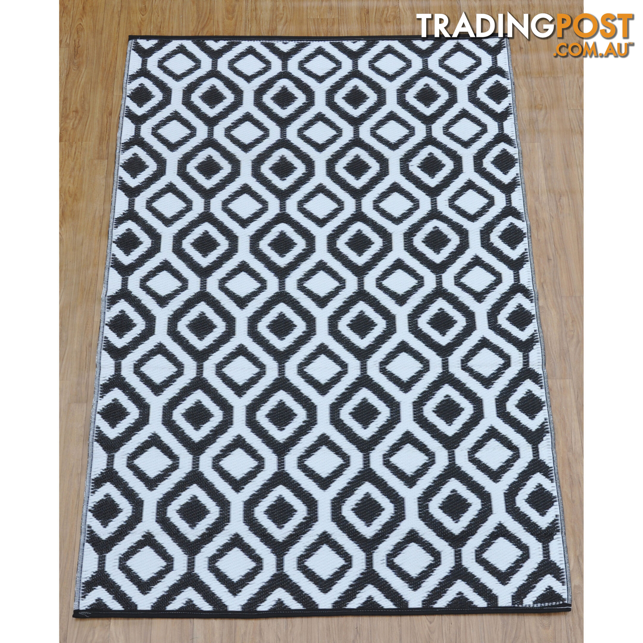 Honeycomb Reversable Rug Balck & White 120x180cm