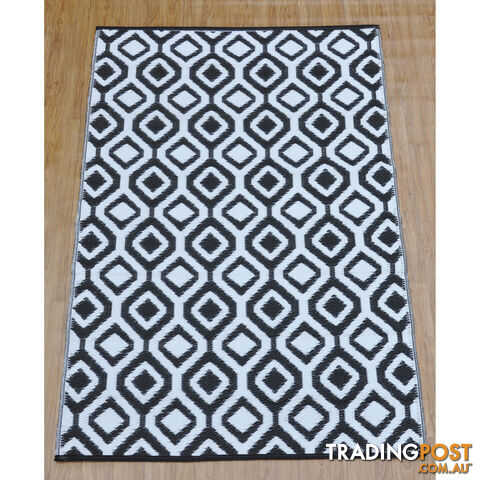 Honeycomb Reversable Rug Balck & White 120x180cm