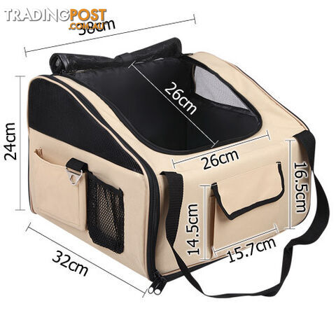 Pet Dog Cat Car Seat Carrier Travel Bag Small Beige