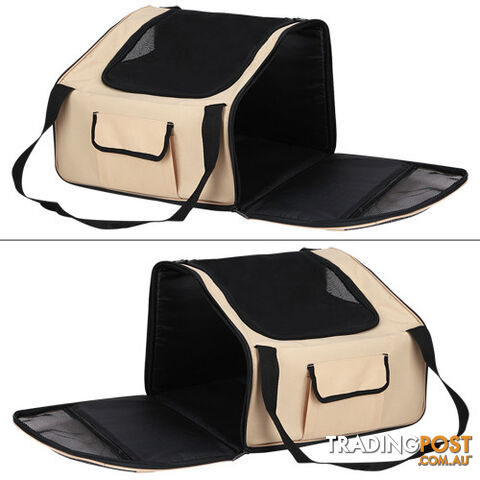 Pet Dog Cat Car Seat Carrier Travel Bag Small Beige