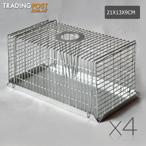 Set of 4 Humane Animal Trap Cage 23 x 15 x 10cm Silver