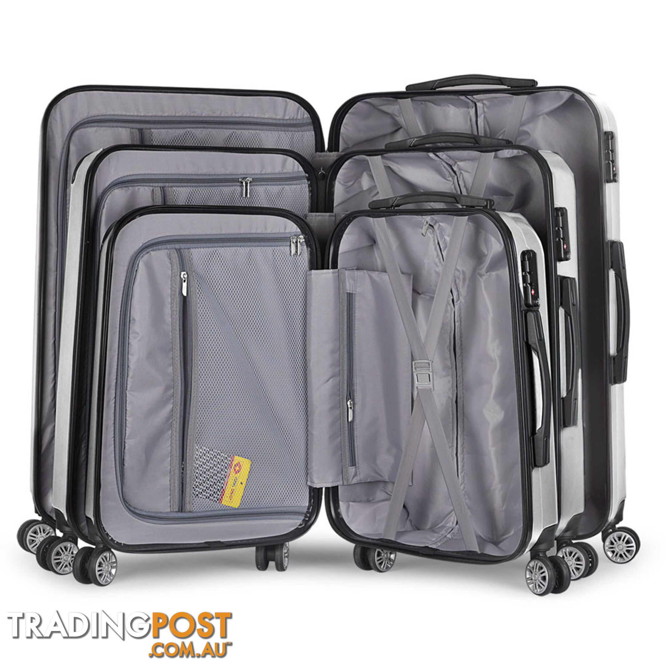 Set of 3 Hard Shell Travel Luggage with TSA Lock - White