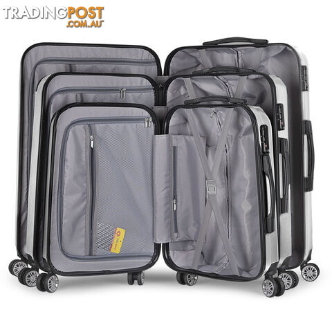 Set of 3 Hard Shell Travel Luggage with TSA Lock - White