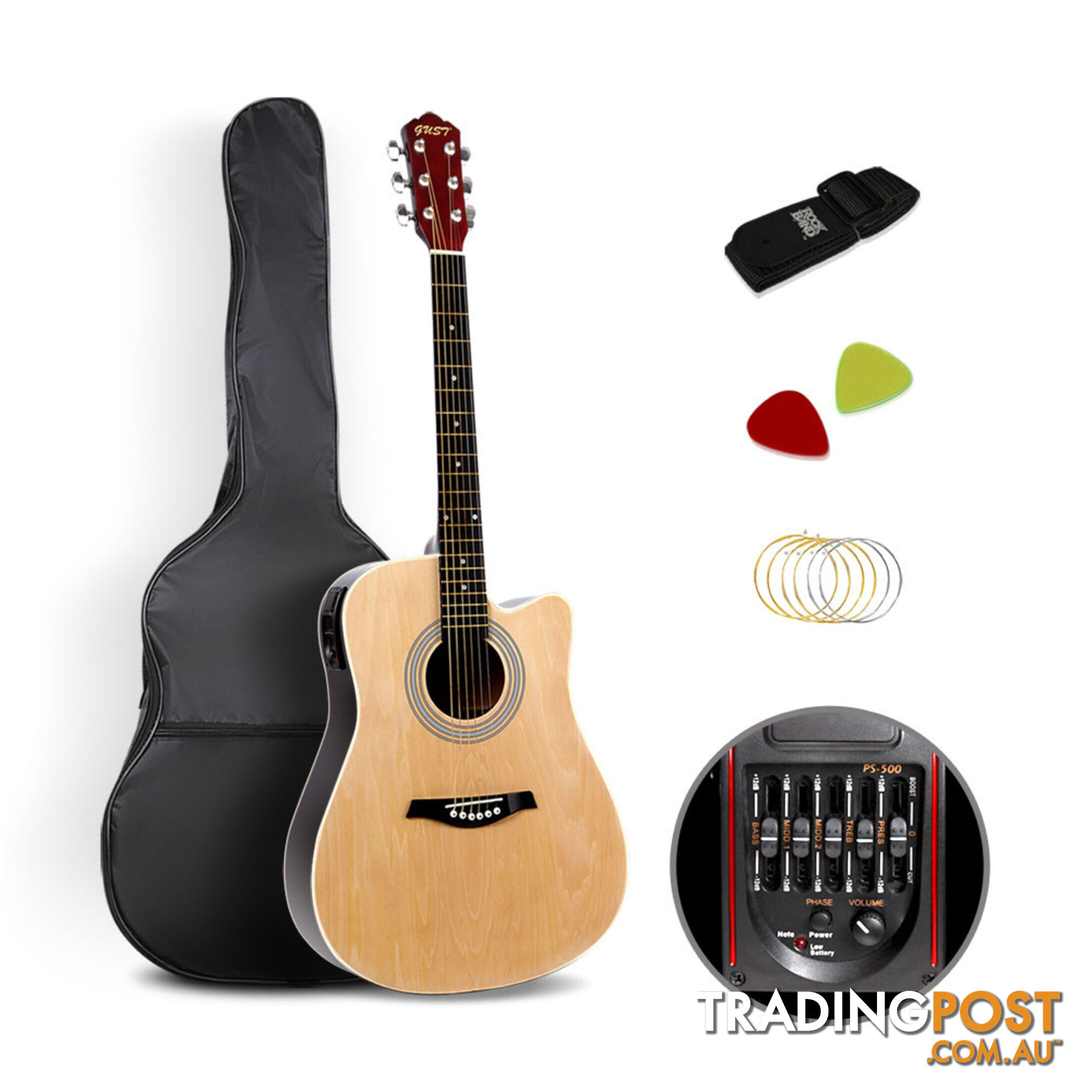 41 5- Band EQ Electric Acoustic Guitar Full Size Natural