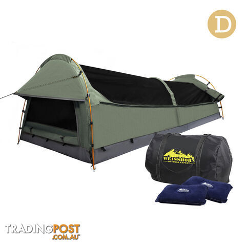 Double Camping Canvas Swag Tent Celadon w/ Air Pillow