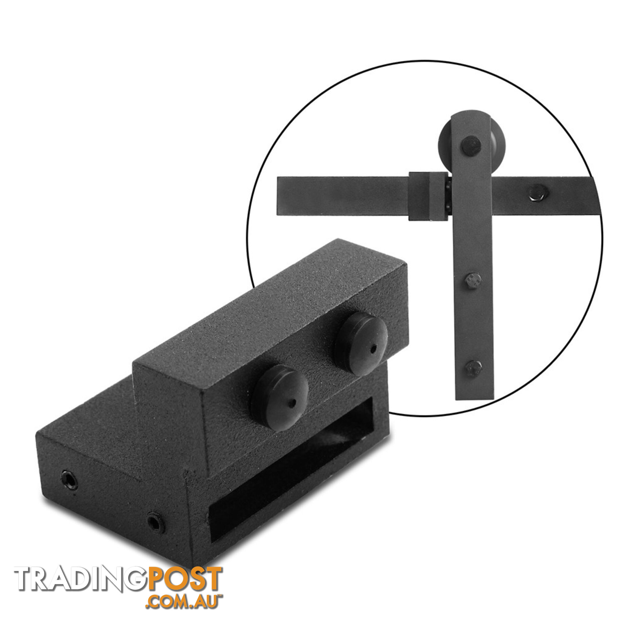 Sliding Barn Door Hardware Track Set Powder Coat Steel Black - 2M