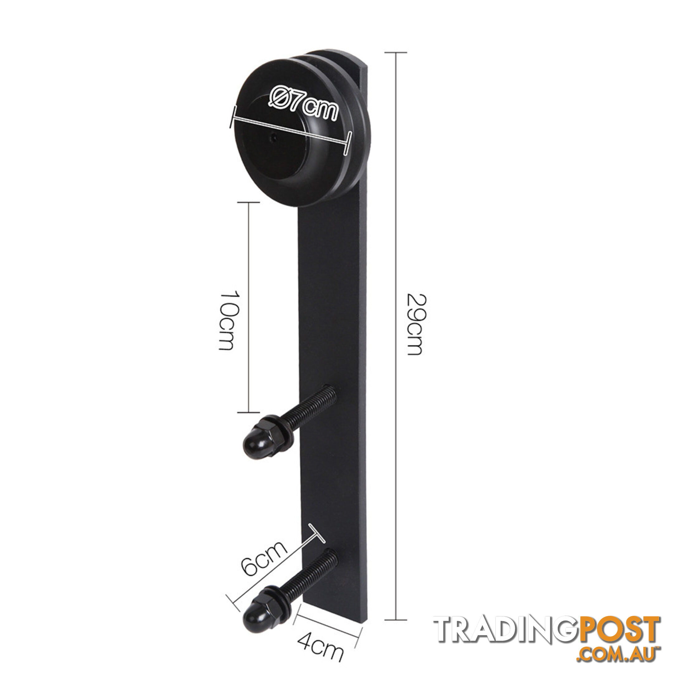 Sliding Barn Door Hardware Track Set Powder Coat Steel Black - 2M