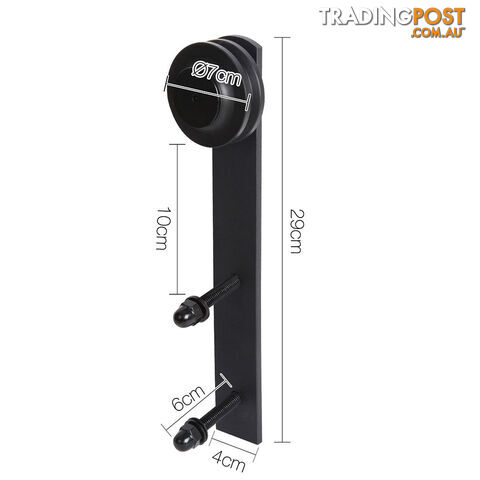 Sliding Barn Door Hardware Track Set Powder Coat Steel Black - 2M