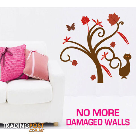Medium Size Gorgeous Tree and Cat Wall Stickers - Totally Movable