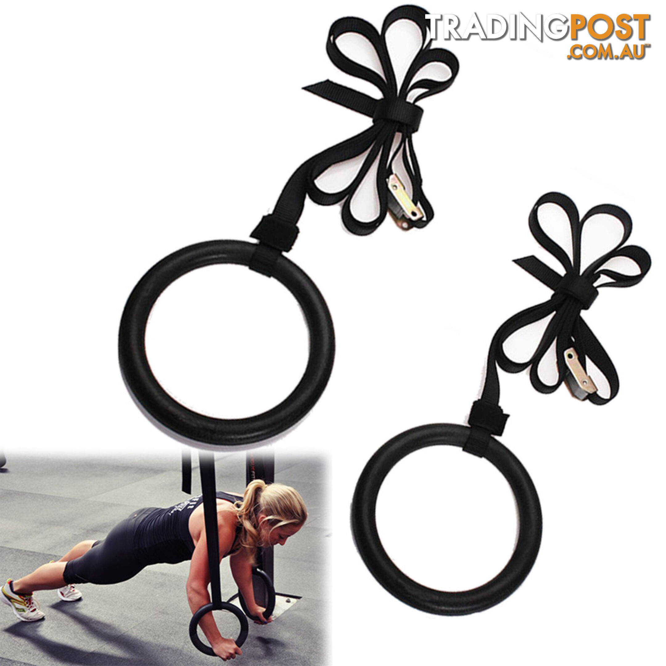 Gymnastic Gym Rings Hoop Crossfit Exercise Fitness Home Workout Dip Pair Bars
