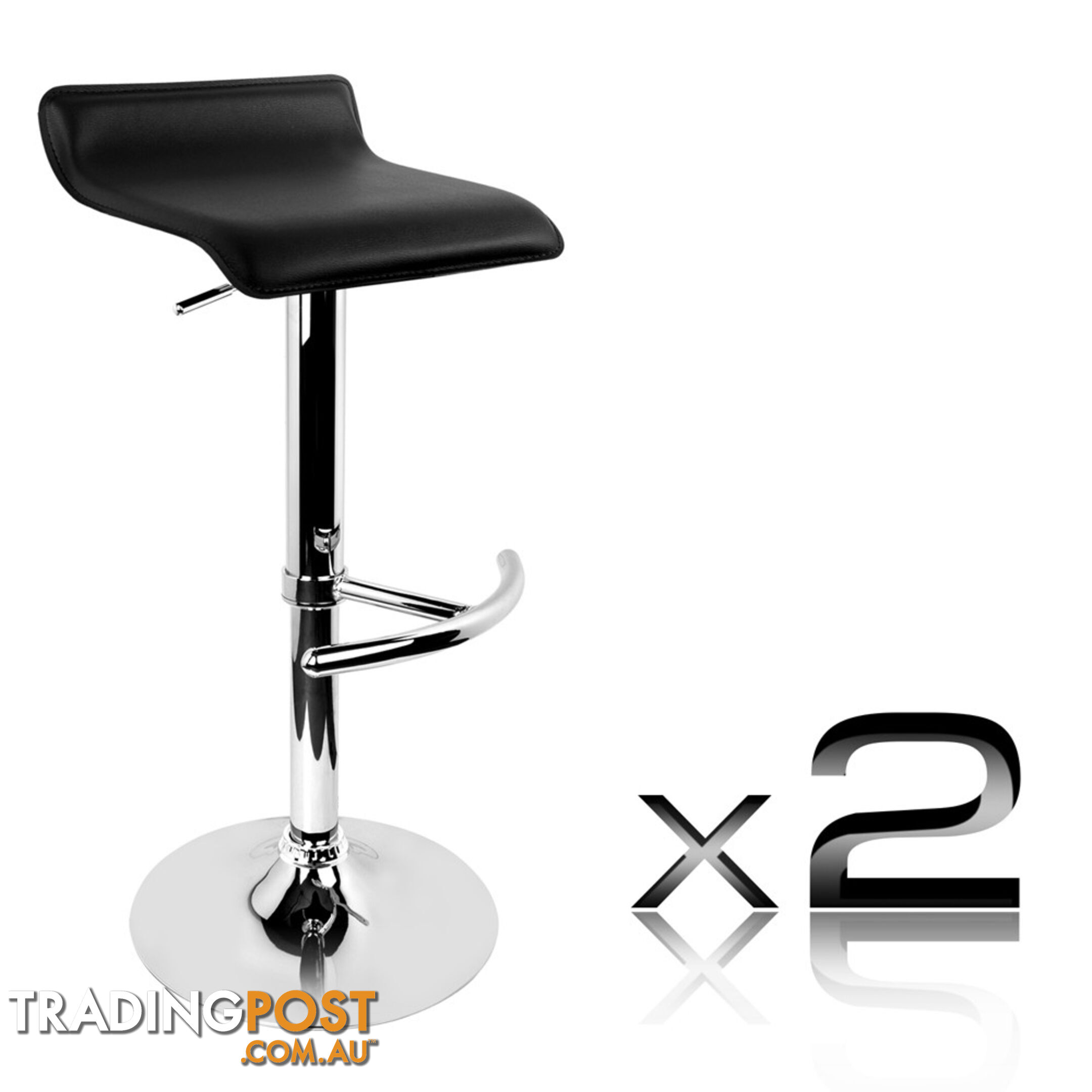 Set of 2 PVC Leather Kitchen Bar Stool Chocolate