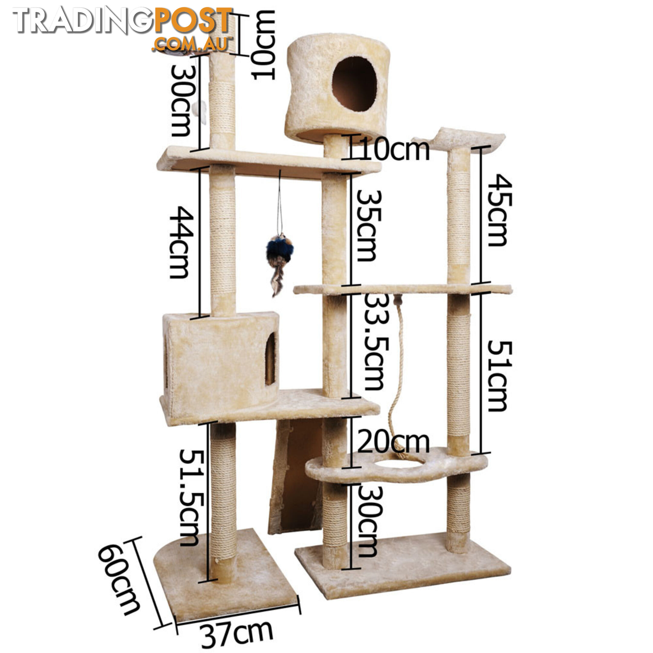 Cat Scratching Poles Post Furniture Tree 170cm Beige