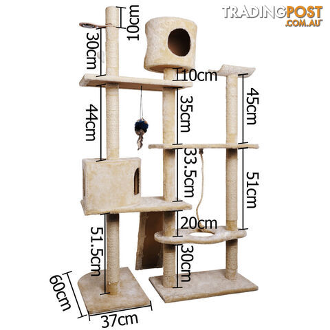 Cat Scratching Poles Post Furniture Tree 170cm Beige