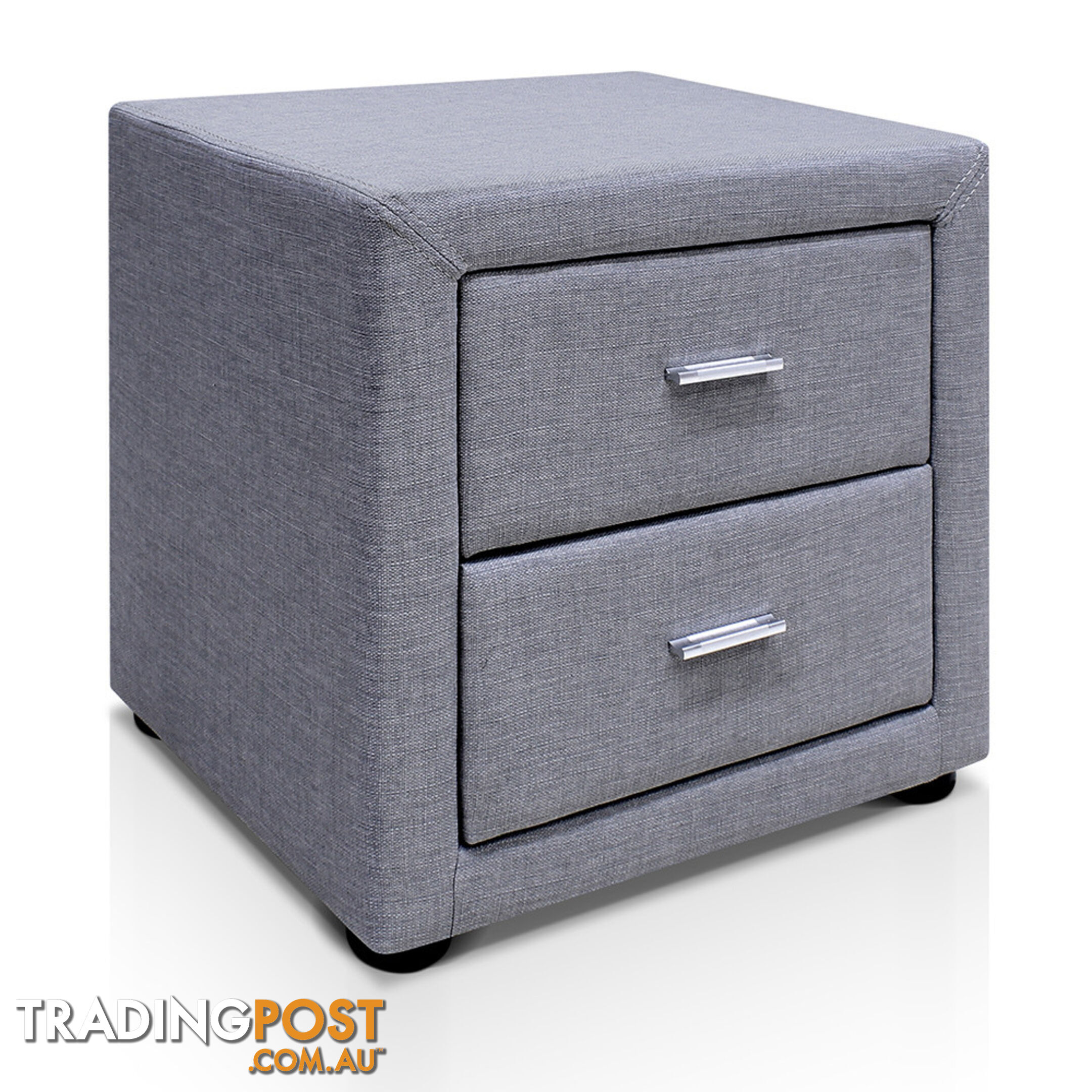 Fabric Bedside Table - Grey