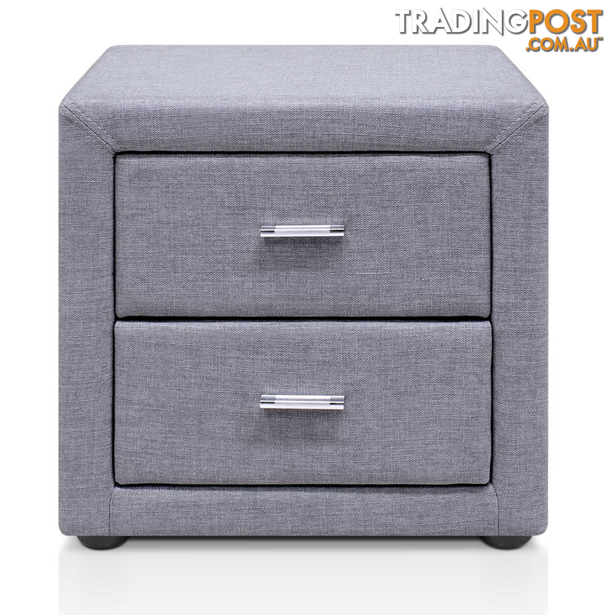 Fabric Bedside Table - Grey