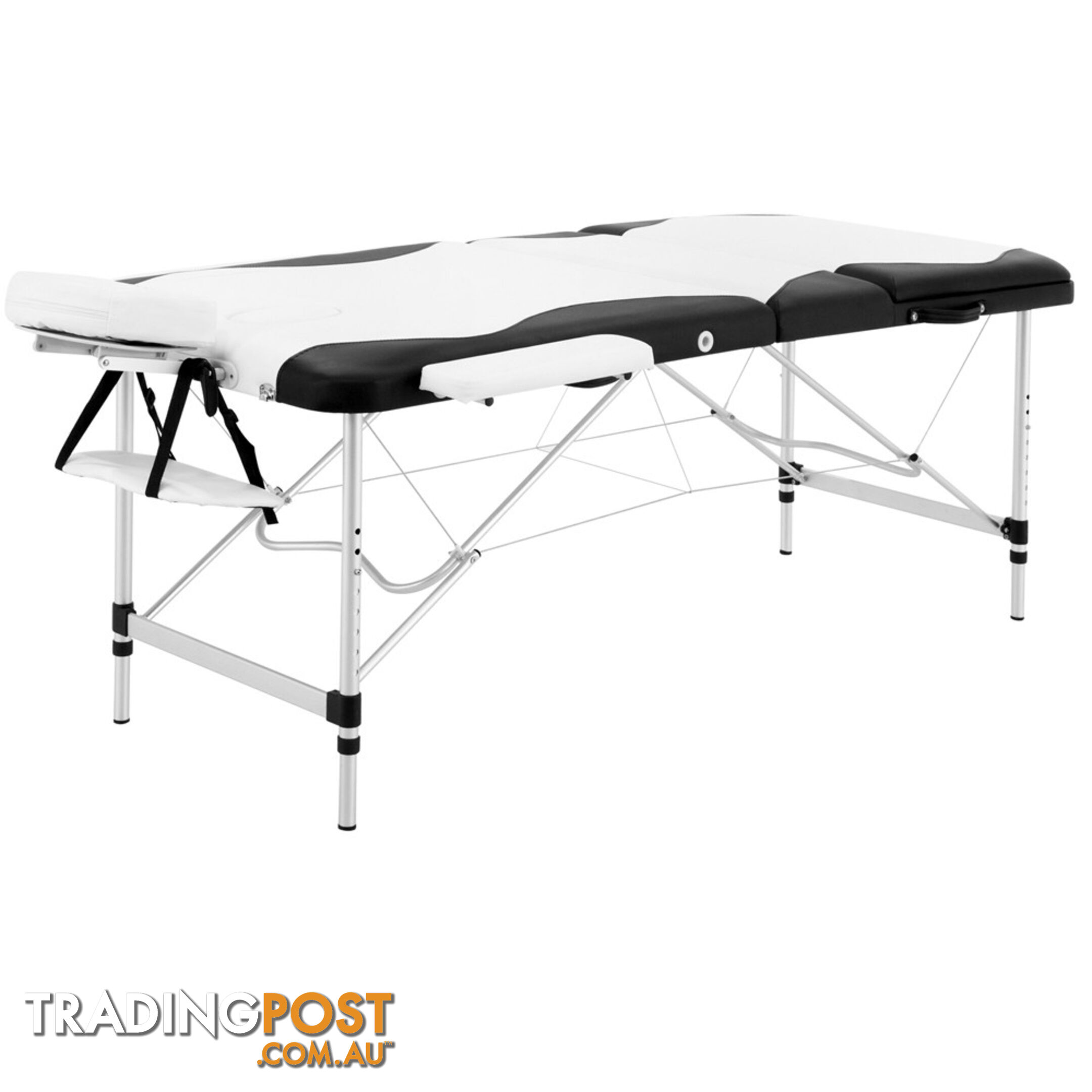 Portable Aluminium 3 Fold Massage Table Chair Bed Black White 75cm