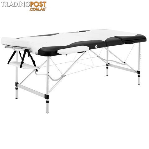 Portable Aluminium 3 Fold Massage Table Chair Bed Black White 75cm