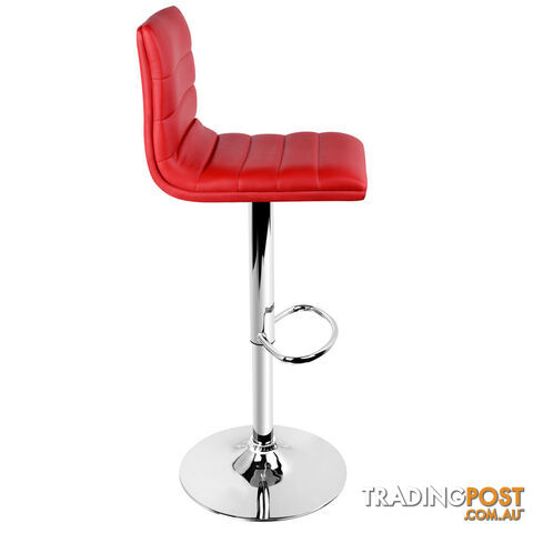 Set of 2 PU Leather Kitchen Bar Stool Red