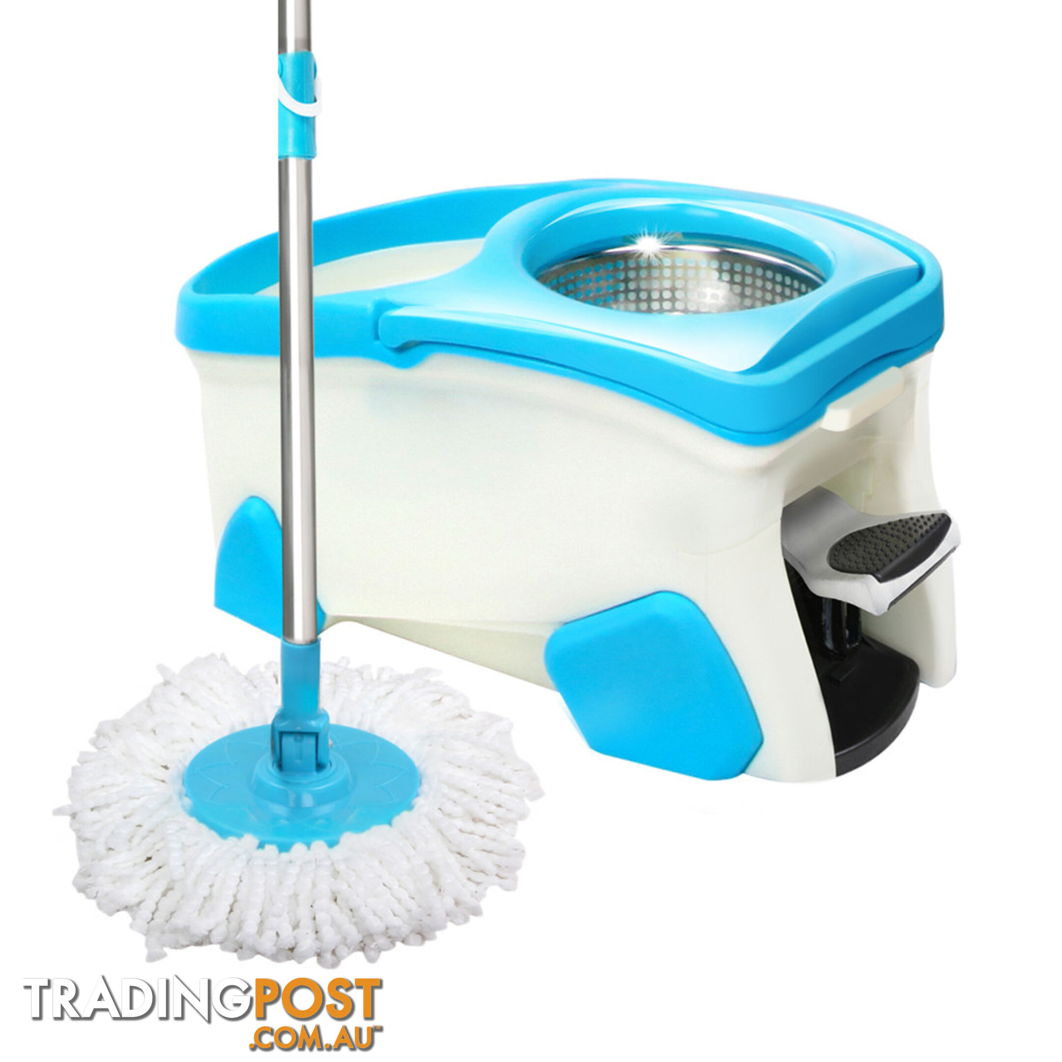 360 Degree Spinning Mop Stainless Steel Spin Dry Bucket 9L Blue