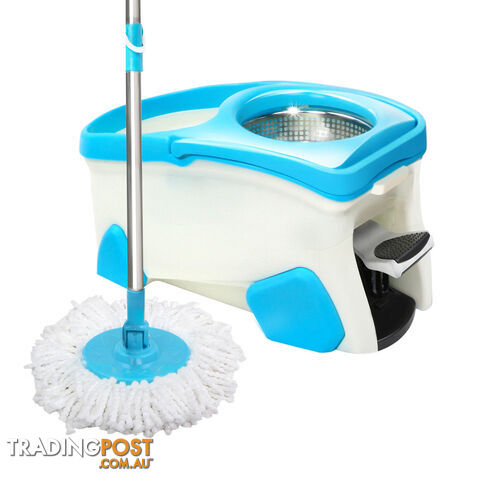 360 Degree Spinning Mop Stainless Steel Spin Dry Bucket 9L Blue