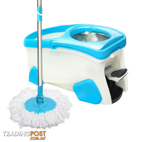 360 Degree Spinning Mop Stainless Steel Spin Dry Bucket 9L Blue
