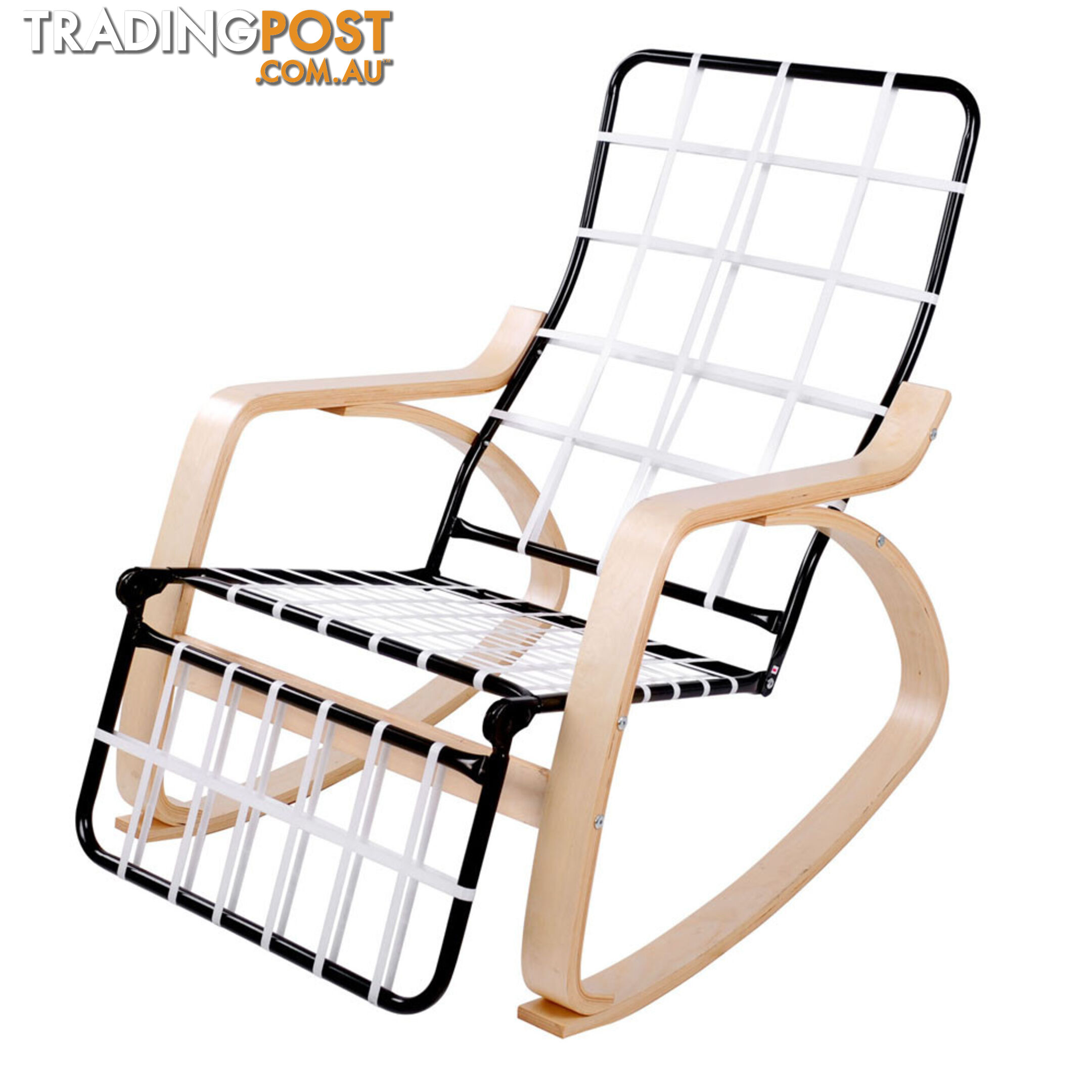 Birch Plywood Adjustable Rocking Lounge Arm Chair w/ Fabric Cushion Beige