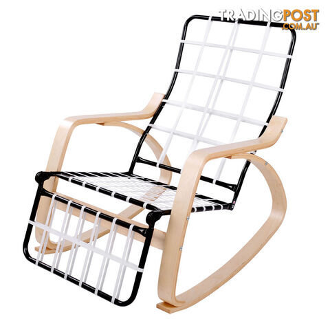 Birch Plywood Adjustable Rocking Lounge Arm Chair w/ Fabric Cushion Beige