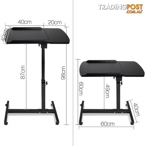 Rotating Mobile Laptop Adjustable Desk w/ USB Cooler Black