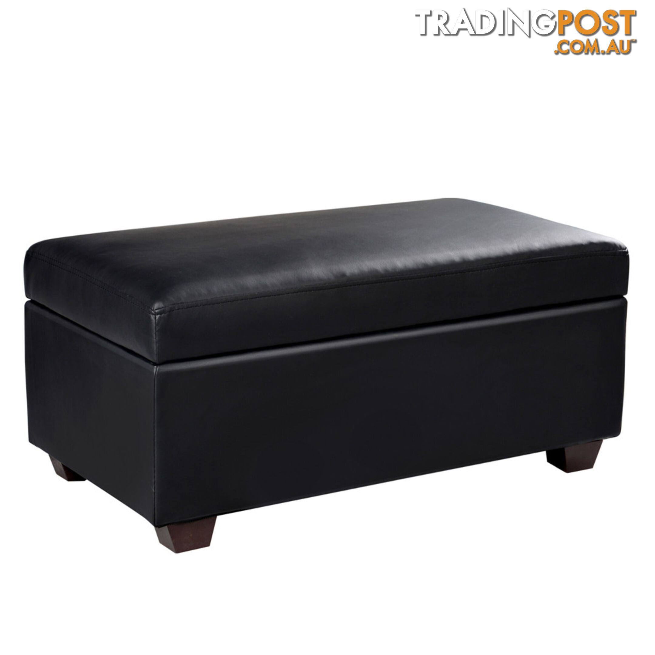 Faux Leather Storage Ottoman Large Black