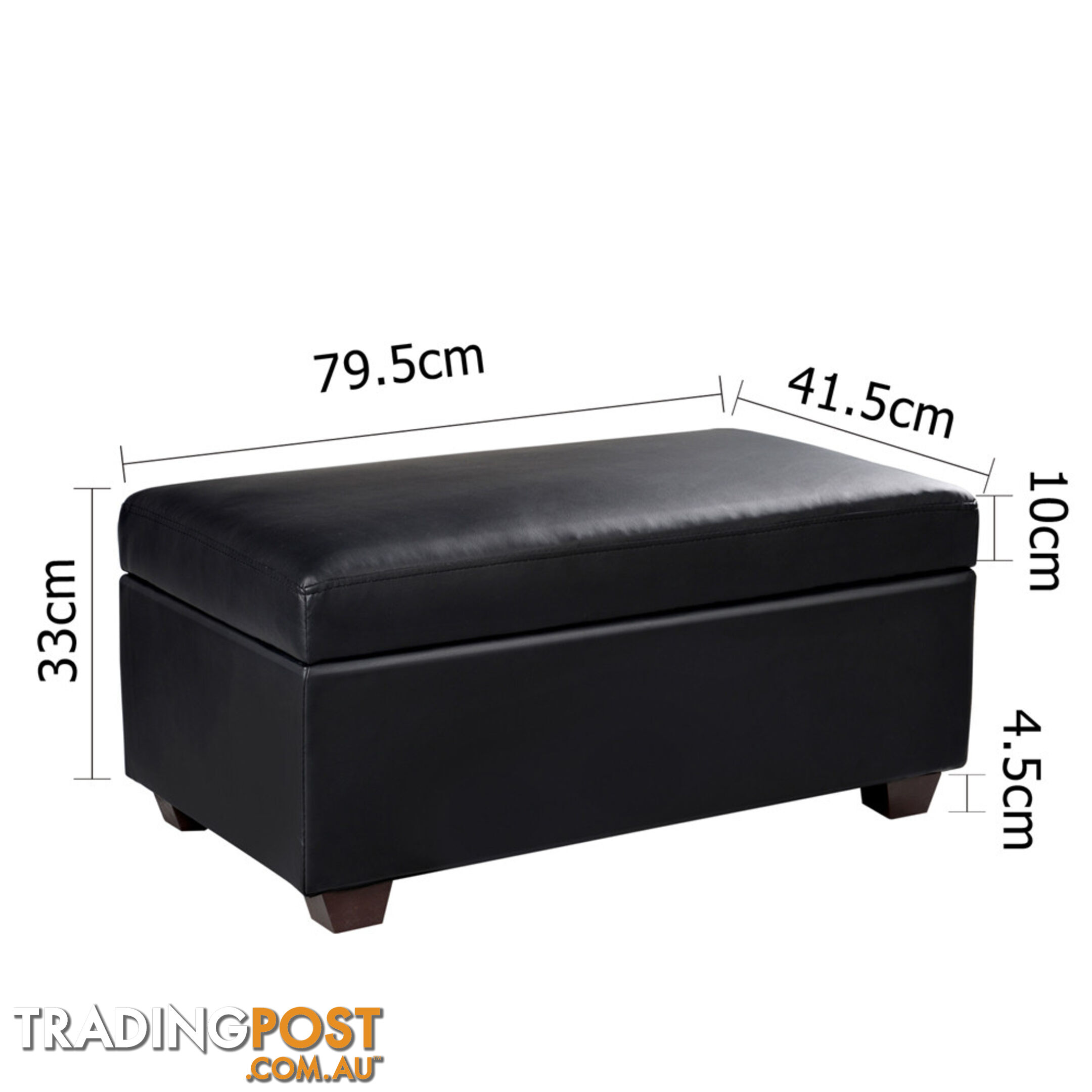 Faux Leather Storage Ottoman Large Black