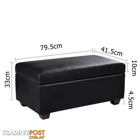 Faux Leather Storage Ottoman Large Black