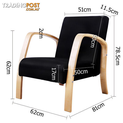 Birch Plywood Fabric Sofa Arm Chair Black