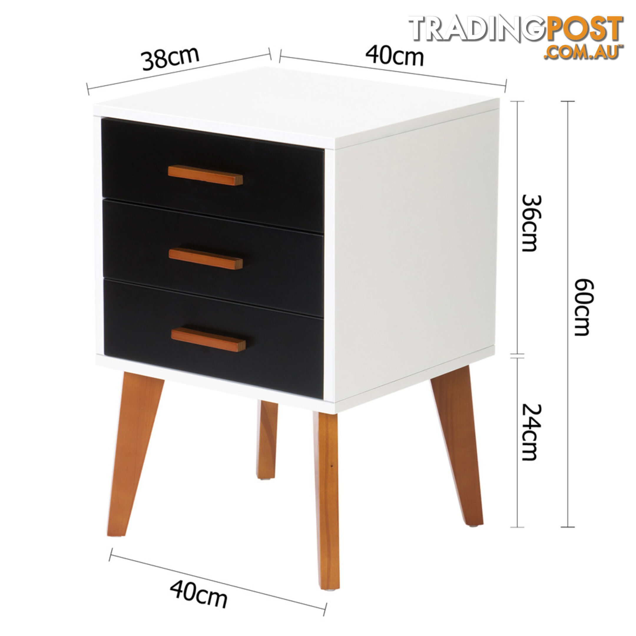 Bedside Table Cabinet Matt Black