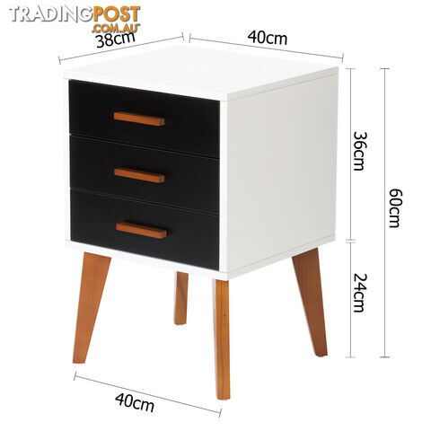 Bedside Table Cabinet Matt Black