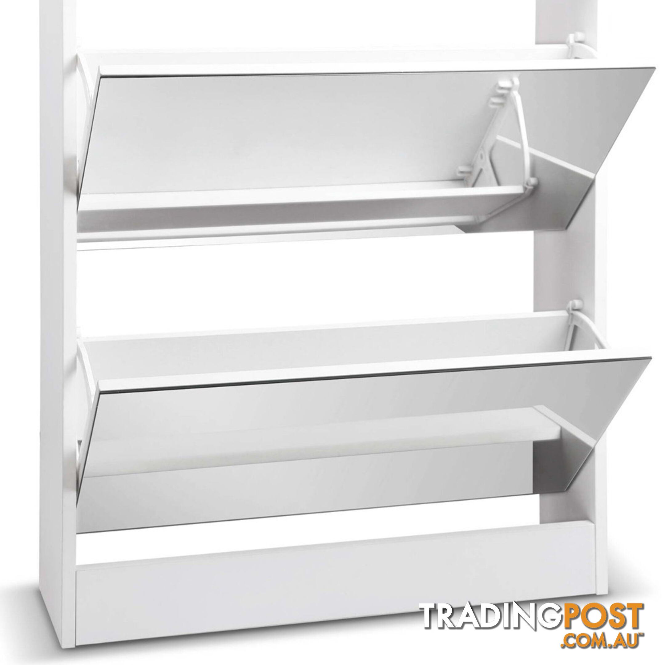 Mirrored Shoe Cabinet Storage 5 Drawers Shelf White