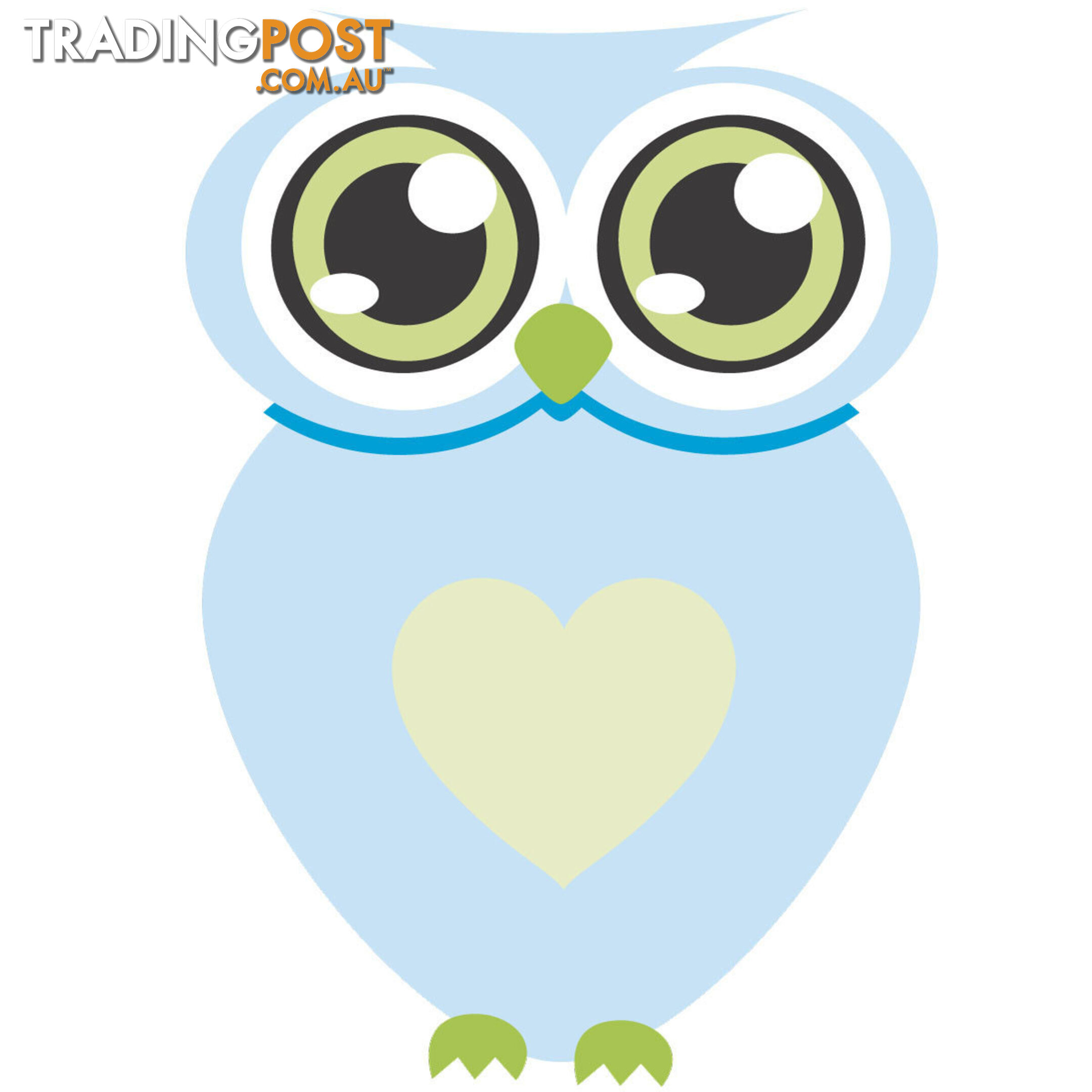 Blue owl with big eyes Wall Stickers - Totally Movable