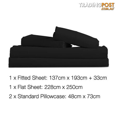 4 Piece Microfibre Sheet Set Double Black