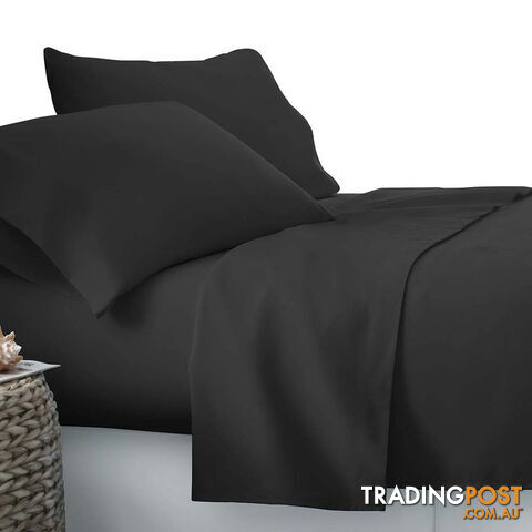 4 Piece Microfibre Sheet Set Double Black