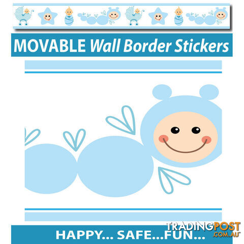 Blue Baby Caterpillar Wall Border Stickers - Totally Movable