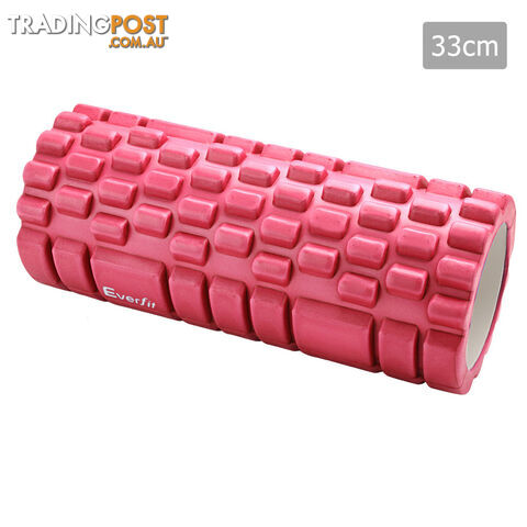 Yoga Gym Pilates EVA Grid Foam Roller Purple 33 x 14cm