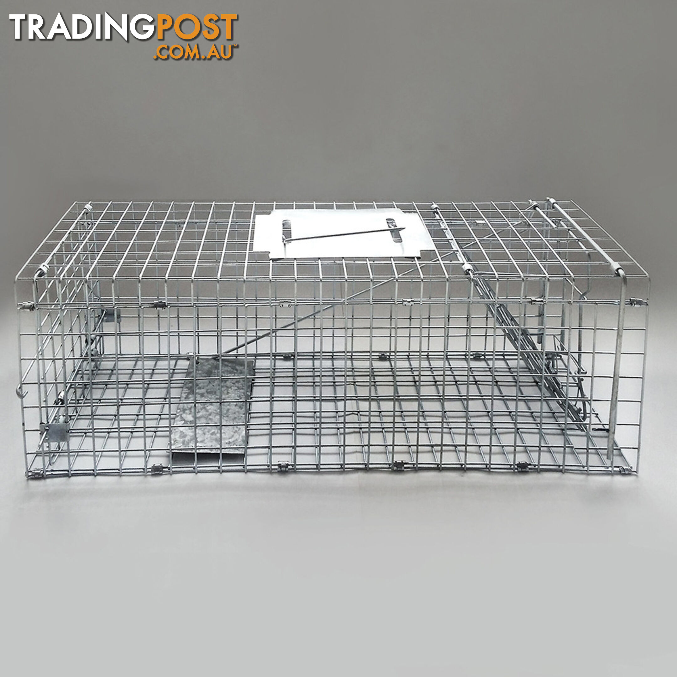 Humane Animal Trap Cage 108 x 40 x 45cm Silver