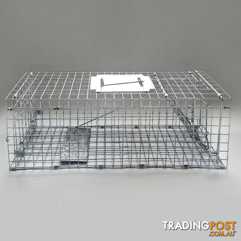 Humane Animal Trap Cage 108 x 40 x 45cm Silver