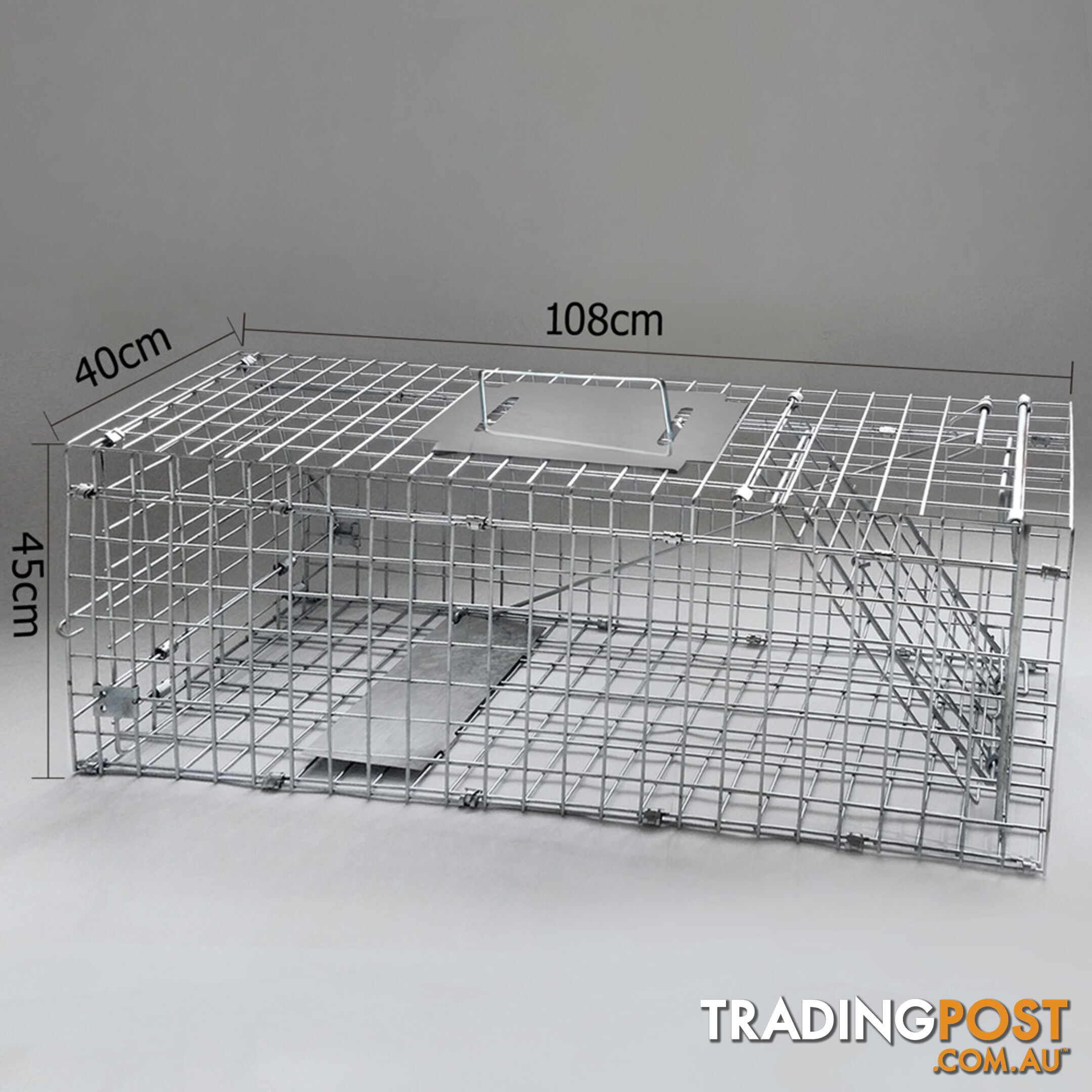 Humane Animal Trap Cage 108 x 40 x 45cm Silver