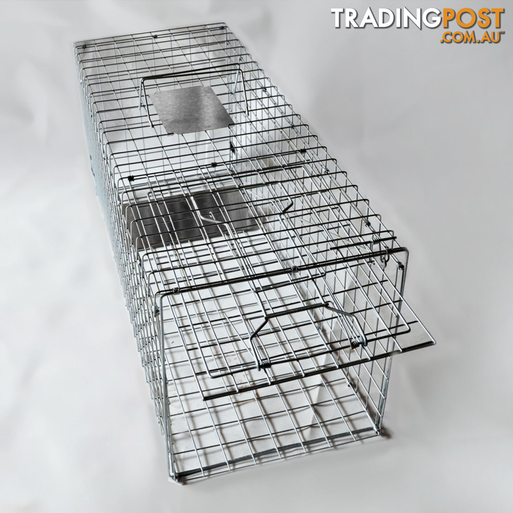 Humane Animal Trap Cage 108 x 40 x 45cm Silver